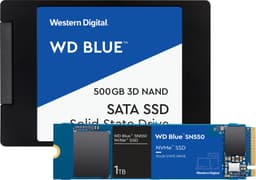 WD Blue 2.5"" 500 GB hard drive & WD Blue SN550 1 TB NVMe SSD-lagring