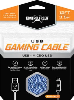 KontrolFreek USB gaming-kabel til PS4 og Xbox One (blå/sølv)