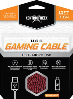 KontrolFreek USB gaming-kabel til PS4 og Xbox One (rød/sort)