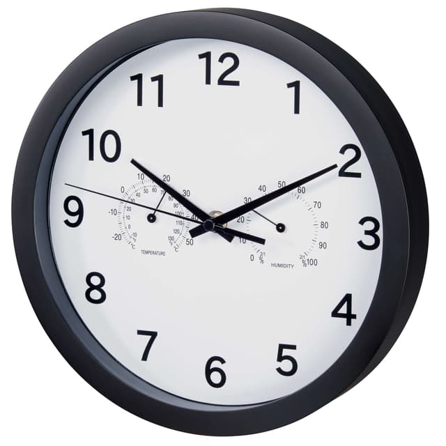 HAMA Vægur Pure Plus inkl. Termo- & Hygrometer Sort