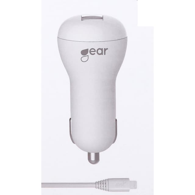 GEAR Lader 12/24V 1xUSB 1A + MicroUSB Rund Kabel 1.0m Hvid