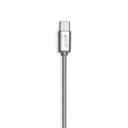 GEAR Ladekabel Premium USB-C 2.0 1.5m Sølv Rund Nylonkabel Metalhus