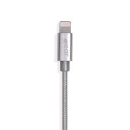 GEAR Laddkabel Premium Lightning 1.5m Silver Rund Nylonkabel Metalkopplingar