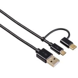 HAMA Synkkabel MicroUSB USB-C 2i1 1.0m Sort