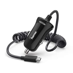 HAMA Lader 12V MicroUSB 2,4A fast kabel Svart