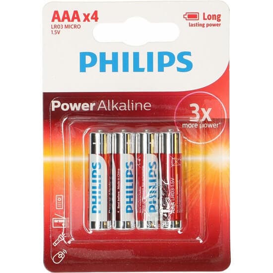 PHILIPS Batteri Alkaliska LR03/AAA 4-pack