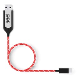 PAC Ladekabel USB-C 1m Rød LED Belyst Kabel