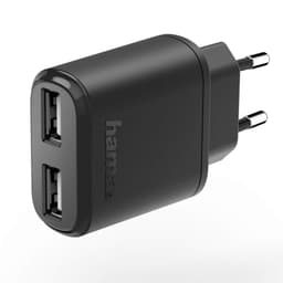 HAMA Lader 220V 2xUSB 2,4A Sort