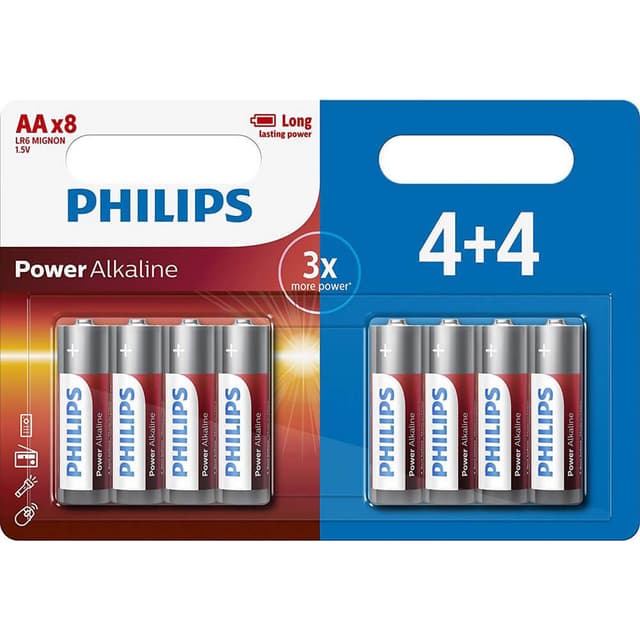 PHILIPS Batteri Alkaliska LR6/AA 8-pack
