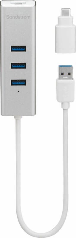 Sandstrøm USB 3.0-hub med Gigabit LAN-port
