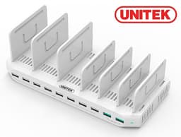 UNITEK Y-2190A Snabb laddningsstation 2x USB A QC3.0 och 8xUSB A total 96W