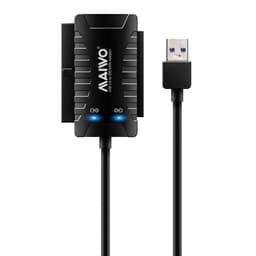Maiwo K132U3IS 5Gbps USB3.1 til 2,5 og 3,5 HDD SSD 12.5mm III SATA og IDE Adapter En 10 cm USB-kabel og strømadapter