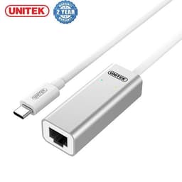 UNITEK Y-3465 USB C till Giga Ethernet Nätverksadapter 10cm Silver Aluminium