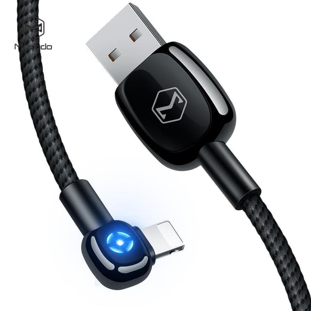 Mcdodo CA-5790 Vinklad Apple Lightning (Non MFI) till USB A kabel för synkning och snabb laddning, med LED indikator, laddningen slutas automatisk när