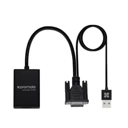 Promate PROLINK-V2H VGA till HDMI videoadapter med upplösning 1080P och med inbyggd USB kabel för ström och ljud svart