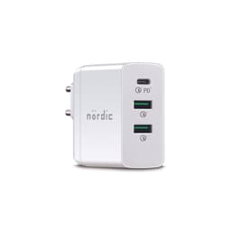 NÖRDIC 45W 3Ports Oplader 1xUSB C 45W Power Delivery 3,0 Quick Charger 4, 2xUSB En 18W Hurtiglader 3