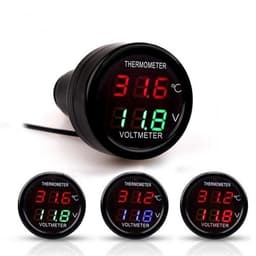 Voltmåler & Termometer til bil 12-24Volt