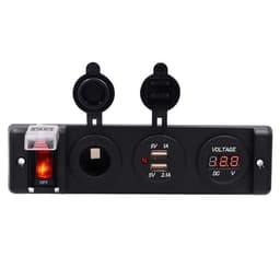 Panel för 12 volts / cigarettuttag/USB x 2 och voltmätare