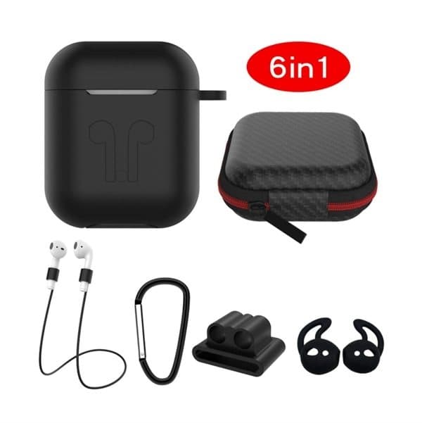 6in1 Silikonisuoja lisävarusteilla Apple Airpodseille