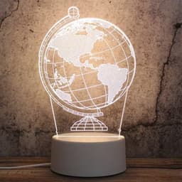 Vit 3D USB-Lampa - Jordklot