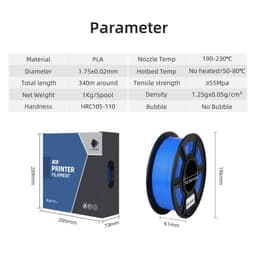 PLA 1.75 mm 1 kg Blue Grey