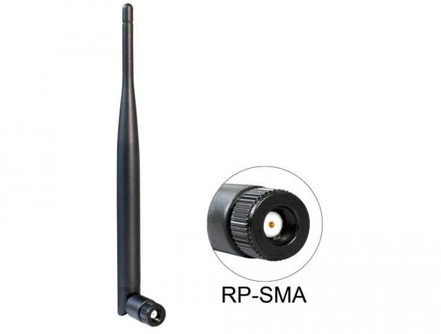 DeLOCK WLAN antenn rundstrålande 802.11b/g/n/ac RP-SMA 4-5 dBi omnidirectional