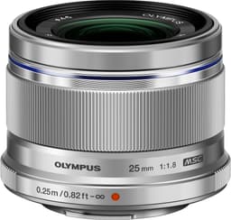 Olympus Zuiko 25mm f/1.8 hovedobjektiv (sølv)