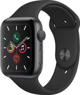 Apple Watch Series 5 44 mm (stellargrå alu/sort sportsreim)