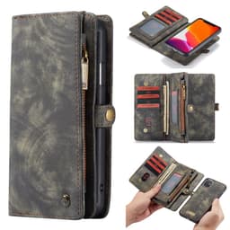 CASEME iPhone 11 Retro Split läder plånboksfodral - Grå