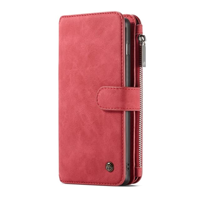 CASEME Samsung Galaxy S10+ Retro läder plånboksfodral - Röd