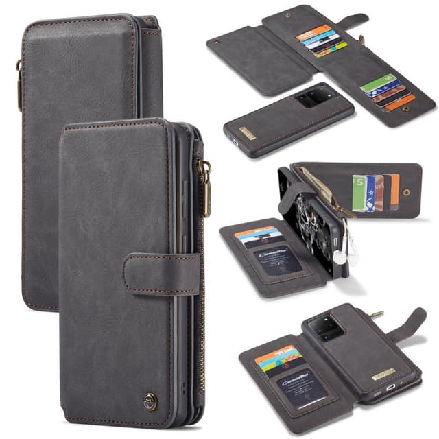 CASEME Samsung Galaxy S20 Ultra Retro läder plånboksfodral - Grå