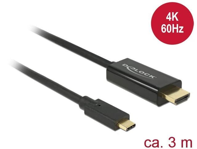 DeLock 85292 USBC till HDMI 3m kabel 4K 60Hz stöd för HDCP1.4 och 2.2