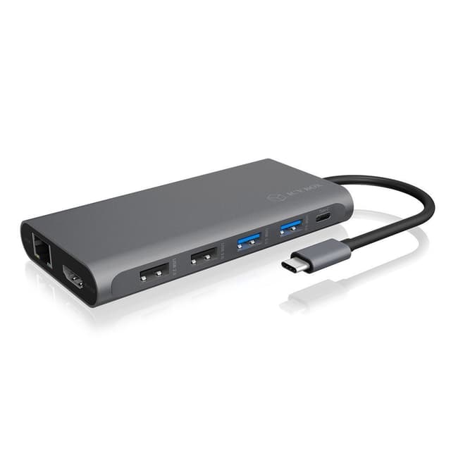 ICY BOX 1 till 12 USB C docking station 2xHDMI 4k 60Hz 1x DP 4K 60Hz RJ45 Giga LAN Kortläsare 1x100W PD 3xUSB A