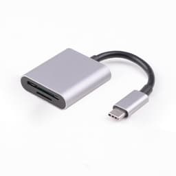 NÖRDIC USB C minneskortläsare SD TF aluminium Silver Grey Card Reader