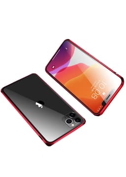 Magnetisk skall med dobbeltsidig herdet glass - iPhone 11 Pro Max - Rød