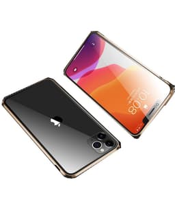 Magneettikuori, kaksipuolinen karkaistu lasi - iPhone 11 Pro Max - kulta