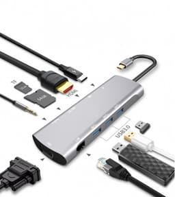 USB-C multiport adapter - hub med 9 portar