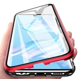 Magnetisk deksel Samsung Galaxy A10 med skjermbeskytter - rød