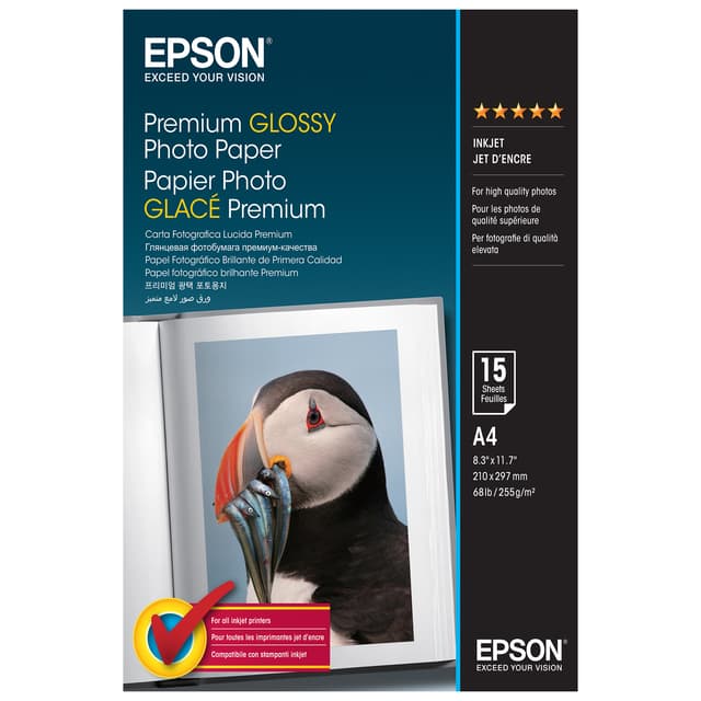 Epson Premium Glossy fotopapper A4 (15 ark)