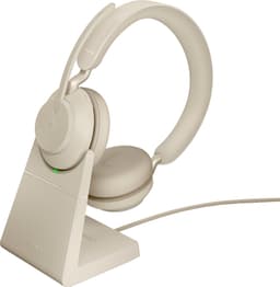 Jabra Evolve2 65 L380a MS Stereo headset med ladestativ (beige)