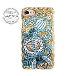 Swarovski Crystals Sininen/Kulta iPhone SE / 8 / 7 kuori