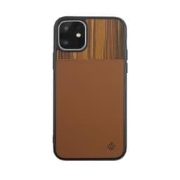 Miljøvennlig ekte lær / Wooden iPhone 11 deksel - Brown