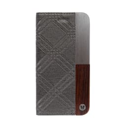 Tyylikäs Metal & Aito Wood Folio Harmaa iPhone SE / 8 / 7 kuori