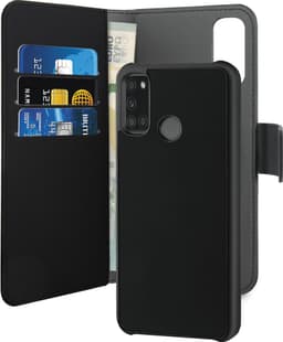 Puro 2in1 Samsung Galaxy A21s lompakkokotelo (musta)