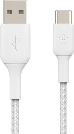 Belkin BOOST CHARGE USB-C till USB-A flätad kabel 2m (vit)