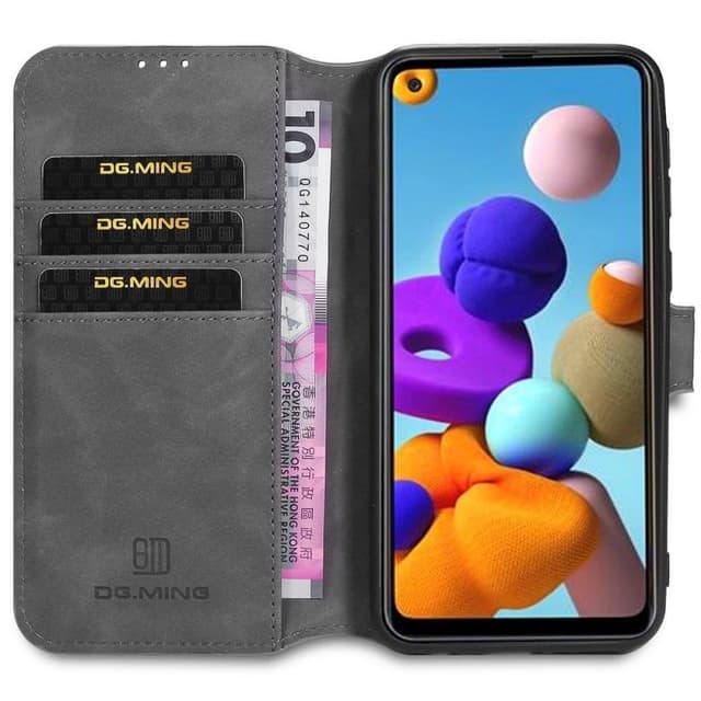 DG-Ming mobilplånbok 3-kort Samsung Galaxy A21s (SM-A217F)  - Grå