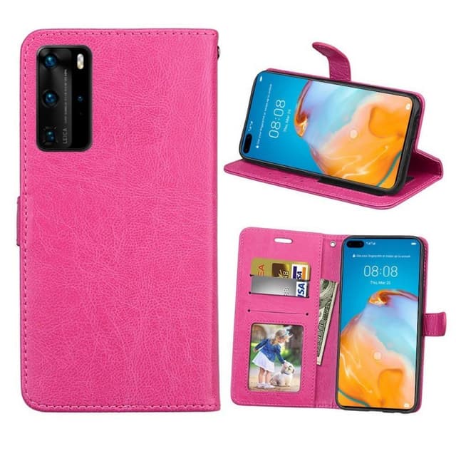 Mobil tegnebog 3-kort Huawei P40 Pro (ELS-AN00)  - lyserød