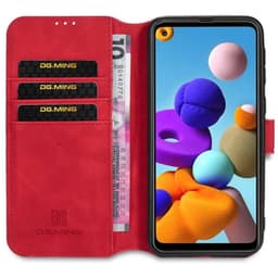 DG-Ming Lompakkokotelo 3-kortti Samsung Galaxy A21s (SM-A217F)  - puna