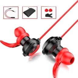 Høretelefoner i øret med aftagelig mikrofon - Sort / rød