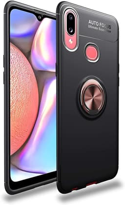 Samsung Galaxy A10s -suojakuori rengaspidikkeellä Metallinen silikoninen TPU Musta / Rosé